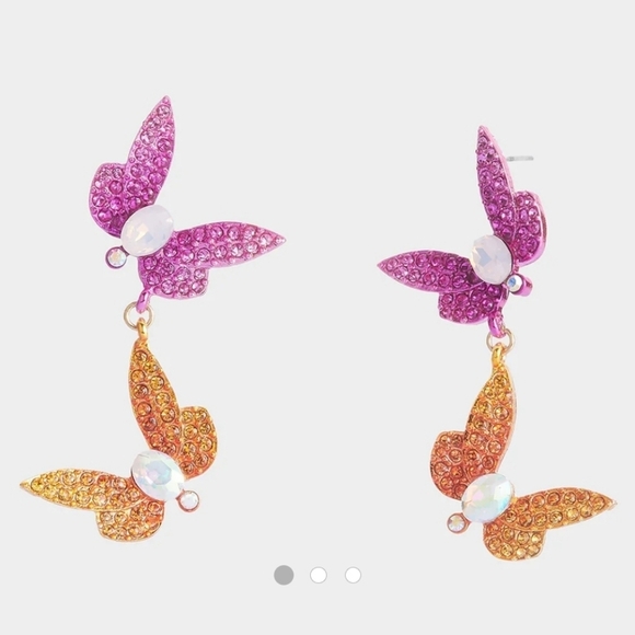 Betsey Johnson Jewelry - 🦋🔹️Betsey Johnson🔹️Garden Glam Dragonfly Double Drop Stud Earrings